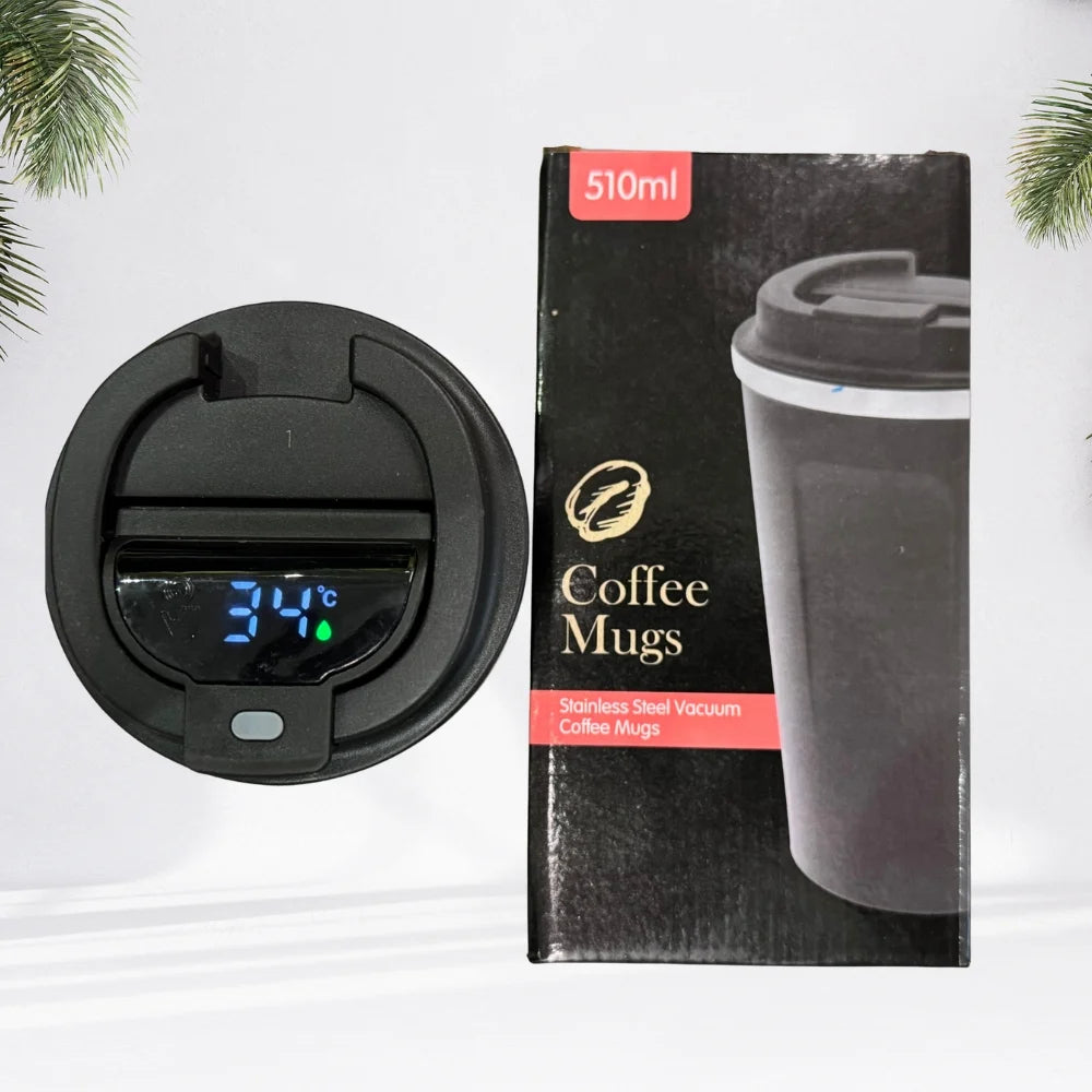 Black 510ML Stainless Steel Vacuum Insulated Thermos Flask Travel Mug with Temperature Display